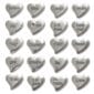 The Pouch of Tiny Hearts includes 20 silver, heart shaped pocket charms, each with an engraved positive or loving message such as "Believe," "Laugh," "I ♥ you," "Courage," and more.