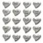 The Pouch of Tiny Hearts includes 20 silver, heart shaped pocket charms, each with an engraved positive or loving message such as "Believe," "Laugh," "I ♥ you," "Courage," and more.