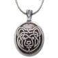 A celtic bear pendant on a silver chain.