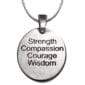 Strength compassion courage wisdom necklace.