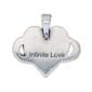 A heart shaped pendant with the word infinite love on it.