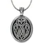 A pendant with an owl on it.