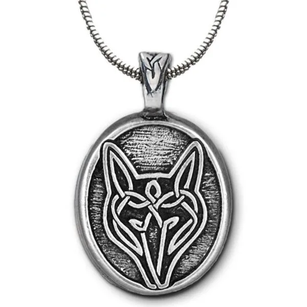 Celtic wolf pendant in sterling silver.