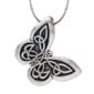 A celtic butterfly pendant on a silver chain.