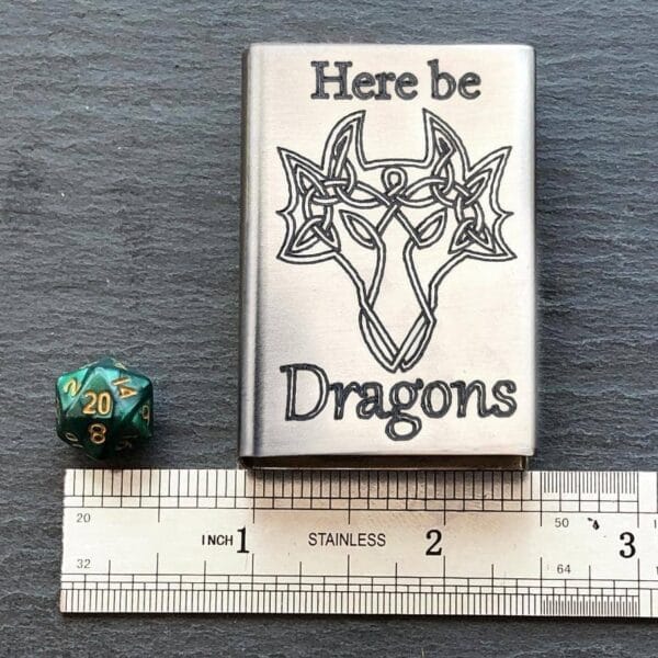 Here be dragons tarot card holder.