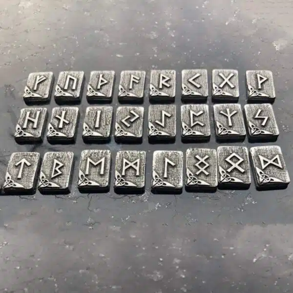 A set of viking alphabets on a table.