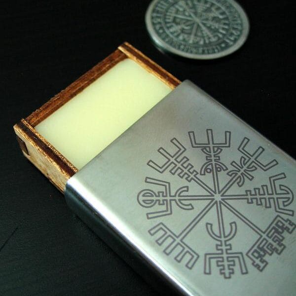 Viking soap holder with viking symbol.
