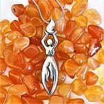 A Fire Elemental Necklace with a woman on it.