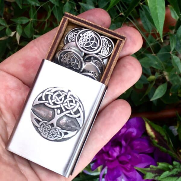 Charm Holder Box with Acorns - Celtic Acorn Pocket Charms 10 pc